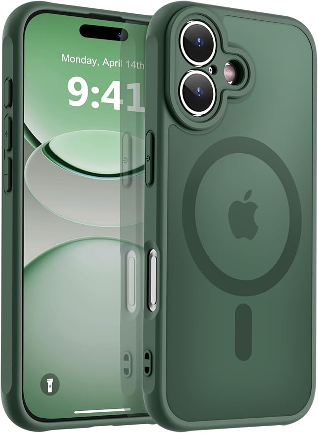MOCCA Strong Magnetic Compatible with iPhone 17 Case [Compatible with Magsafe] [Full Camera Protection] Slim Translucent Matte Shockproof Phone Case Cover 6.3",Midnight Green