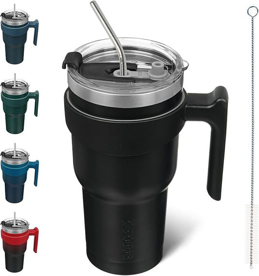 BJPKPK Tumbler With Handle 30 oz Stainless Steel Double Wall Insulated Tumbler Cups With Lid And Straw,Black