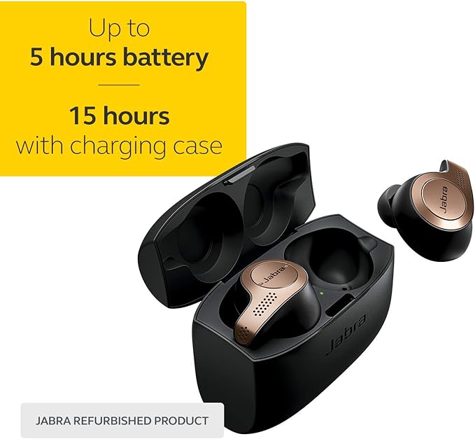 Jabra Elite 65t Alexa Enabled True Wireless Earbuds Charging Case - Copper Black (Renewed)