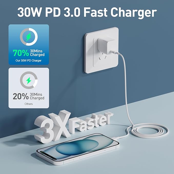 iPhone 15 16 17 Charger Fast Charging,10 FT Long USB C Charger Cord with 30W Type C Phone Fast Charging Block for iPhone 17/16/Pro/Pro max/16 Plus, iPhone 15/15 pro/15 pro max/15 Plus,iPad,Android