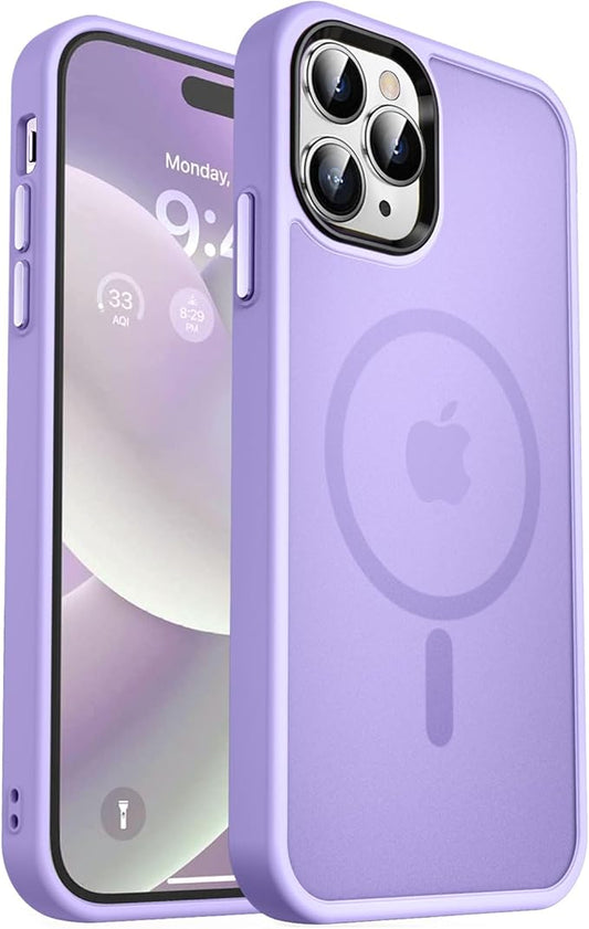 MOCCA Strong Magnetic for iPhone 14 Pro Max Case [Compatible with Magsafe] [10FT Military Grade Protective] Translucent Matte Slim Shockproof Case for iPhone 14 Pro Max 6.7" - Light Purple