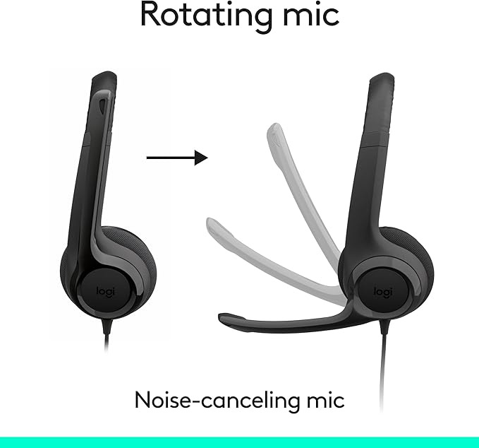 Logitech H391 Wired Headset for PC/Laptop, Stereo Headphones with Noise Canceling Microphone, USB-C, in-Line Controls, Works with Chromebook - Graphite