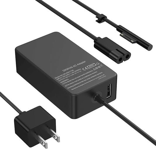 Surface Pro Charger 65W for Microsoft Surface Pro Charger 10,9, 8, 7+, 7, 6, 5, 4, 3, X, Windows Surface Laptop 5, 4, 3, 2, 1, Studio Surface Go Tablet, Surface Book 3, 2, 1,10FT Cord,Support 44W 36W