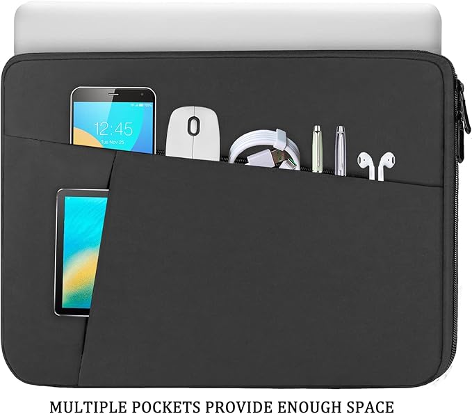 Laptop Sleeve Bag 15.6 inch, BOOEUDI Shockproof Protective Computer Carrying Cover with Front Pocket, Briefcase Handbags Laptop Case for 15.6 inch HP, Dell, Acer, Asus, Notebook, Grey