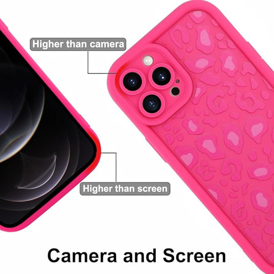 KANGHAR Case for iPhone 12 Pro Leopard Printed Pattern Cute Cheetah Phone Case Soft TPU Shockproof Protective Cover for iPhone 12 Pro 6.1 Inch Hot Pink