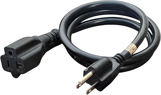 3-Feet 15 Amp Household AC Plug to 20 Amp T Blade Adapter Cable，14AWG 3-Foot 15 Amp to 20 Amp Plug Adapter Cord Nema 5-15P to 5-15R/5-20R 20Amp Comb AC Power Cord, Black