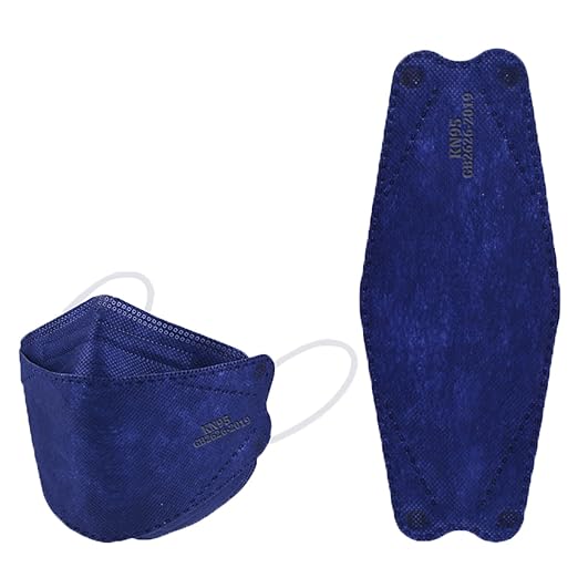 akgk KN95 Face Masks 50 Pack, 5-Ply Disposable Navy Blue Face Mask Against PM 2.5 Smoke and Dust