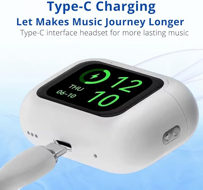 Audionic Airtouch 40 Wireless Earbuds, Bluetooth 5.4, Ultra-Wide LED Touchscreen Case, ANC/ENC Noise Cancelling, Low Latency, Hi-Fi Sound, for Android/iOS (White)