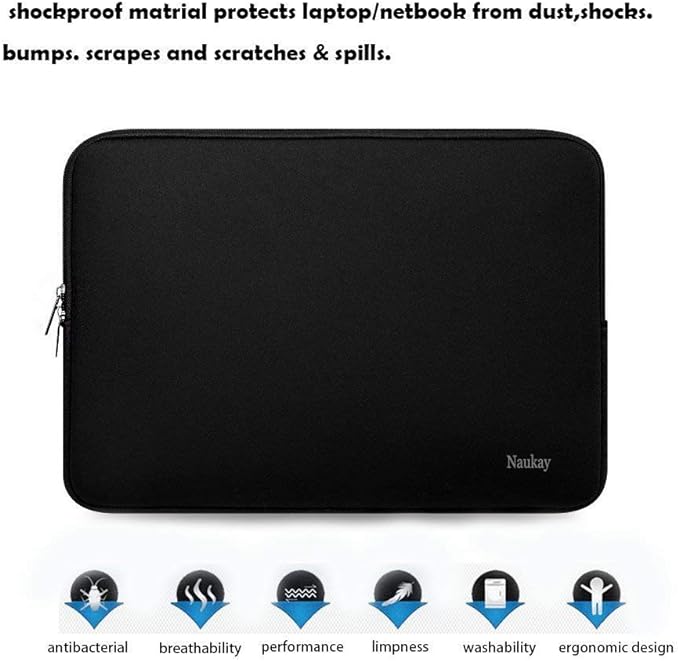 Laptop Sleeve Case 14 Inch, Resistant Neoprene Sleeve/Notebook Computer Pocket Case/Tablet Briefcase Carrying Bag for inch HP, Lenovo, Asus Notebook, Ultrabook, Black