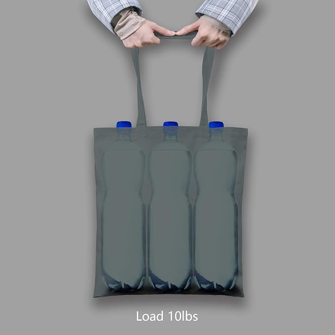 TOPDesign 12-Pack Economical 16"x15" Grey Cotton Tote Bag, Lightweight Medium Reusable Grocery Shopping Cloth Bags, Suitable for DIY, Advertising, Promotion, Gift, Activity