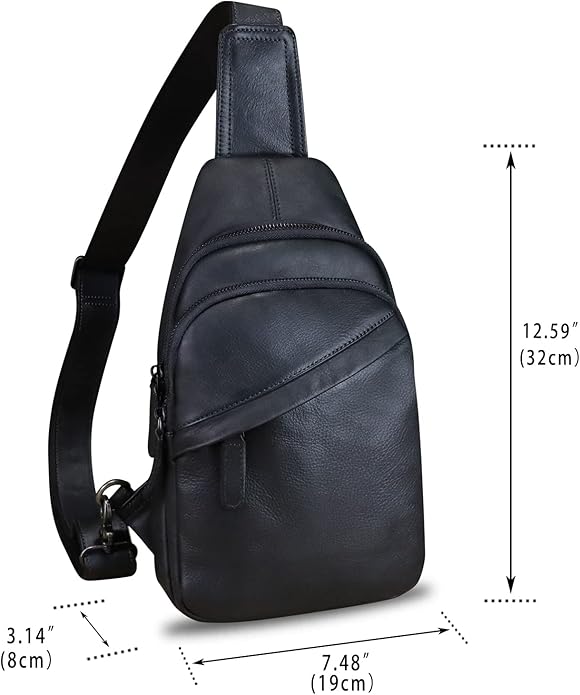 Genuine Leather Silng Bag for Men and Women Vintage Leather Sling Backpack Fashion Shoulder Crossbody Bag Chest Purse