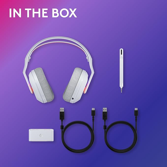 Logitech G Astro A20 X Lightspeed Wireless Gaming Headset for PS5, Xbox, Switch, PC with 2-System PLAYSYNC Audio, Bluetooth, LIGHTSYNC RGB, and 48 kHz Boom Mic - White