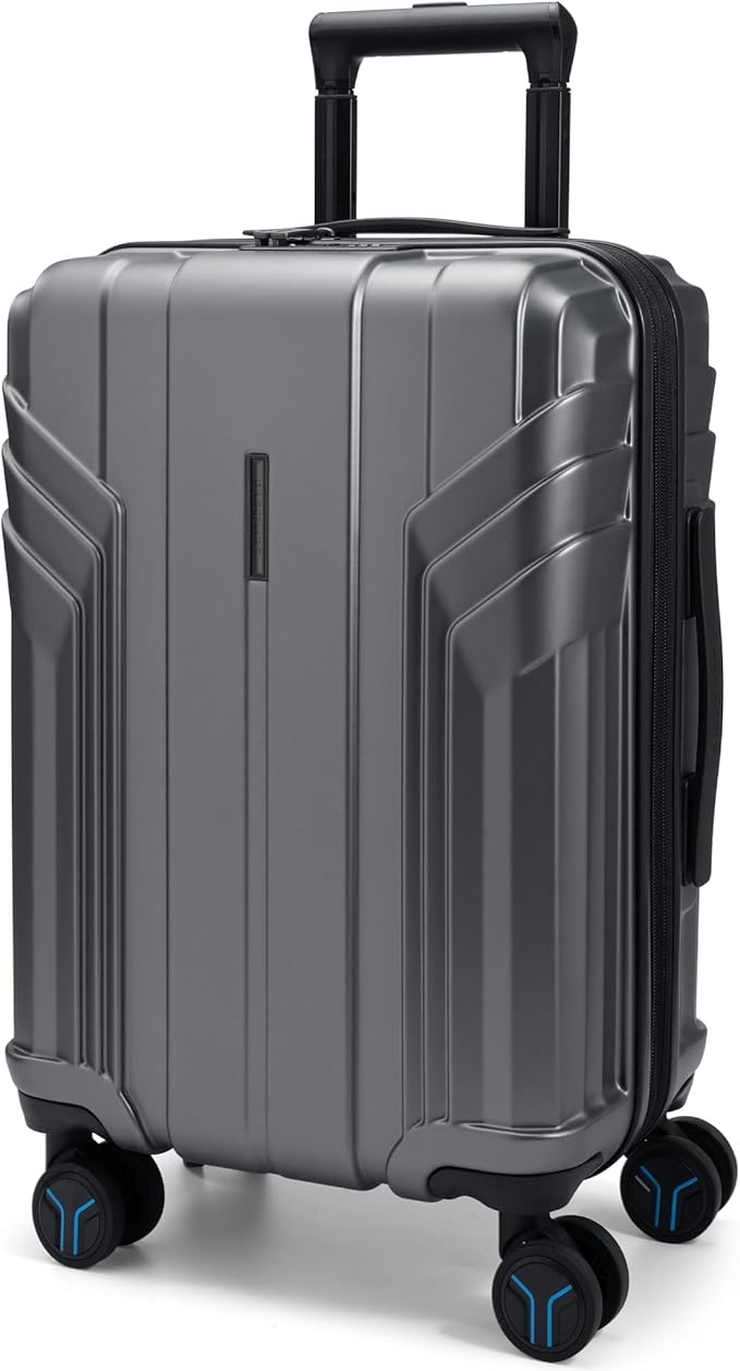 BAGSMART Expandable Carry On Luggage 22x14x9 Airline Approved, 1OO% PC Lightweight Hard Shell Suitcase, 20 Inch Travel Luggage with Spinner Wheels, Waterproof Rolling Suitcase, Gray…