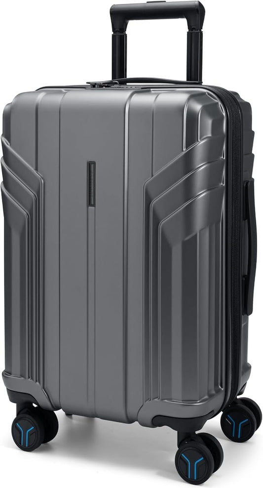 BAGSMART Expandable Carry On Luggage 22x14x9 Airline Approved, 1OO% PC Lightweight Hard Shell Suitcase, 20 Inch Travel Luggage with Spinner Wheels, Waterproof Rolling Suitcase, Gray…