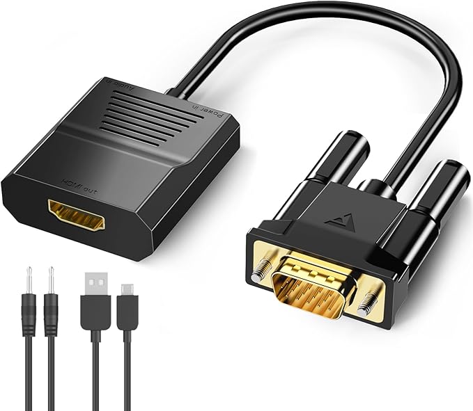 FOINNEX VGA to HDMI Adapter, 1080P Converter with USB Audio from Old Computer/Laptop/Desktop/PC VGA Source to HDMI HDTV/Monitor/Projector/Displayer, 0.33FT