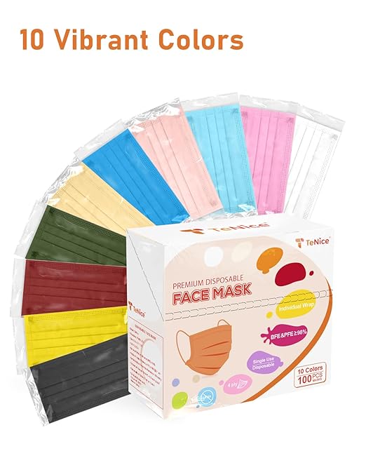 Face Masks Disposable 100 Pack, 4 Ply ASTM Level 3 Medical Grade, Breathable for Adult Outdoor Protection, Individually Wrapped for Home, School & Office, Forest Retreat