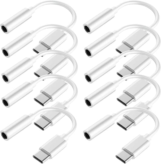 USB C to 3.5mm Headphone Jack Adapter for iPhone 16/16 Pro/15/15 Pro/Pro Max/Plus, Type C Aux Audio Dongle Cable Cord Compatible with iPad, Samsung Galaxy S23/S23/S22/S21Ultra, MacBook,Note（10 Pack）