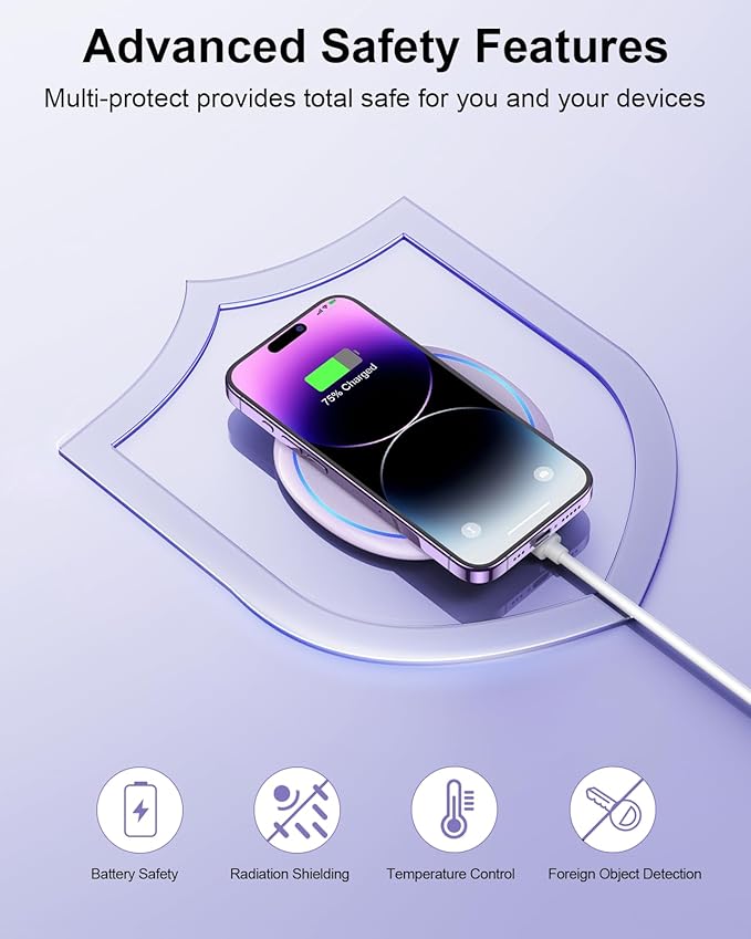 Wireless Charging Pad - NANAMI Wireless Charging Pad Compatible with iPhone 17/17 Air/17 Pro/17 Pro Max/16/15/14/13,Qi Charger for Samsung Galaxy S25/S24/S23/S22/S21, Desk Phone Charger for AirPods 2