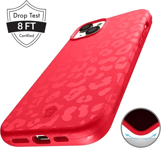 VELVET CAVIAR for iPhone 15 Plus Case - Compatible with MagSafe - 10ft Drop Tested - Red Leopard Animal Print