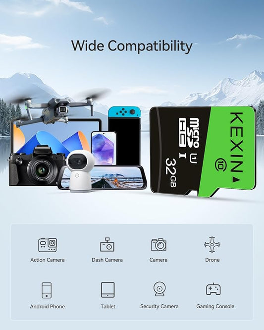 KEXIN 32GB Micro SD Card 5 Pack with SD Adapter microSDHC Memory Card UHS-I C10 U1 Micro SD Card Full HD High Speed TF Card for Smartphone Tablet Dash Cam Drone Game Console, 5 Pack 32 GB