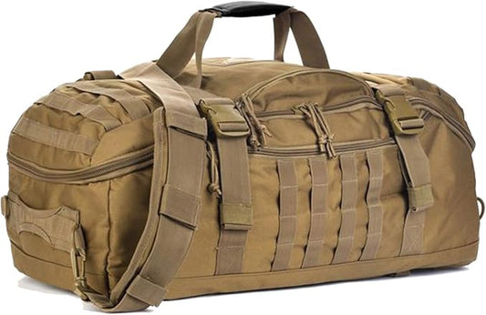 Travel Duffle Bag Backpack for Men - Large Tactical Bags Weekender Gym Bag for Overnight Traveling Military Workout Deployment Sports (Coyote, 45L)