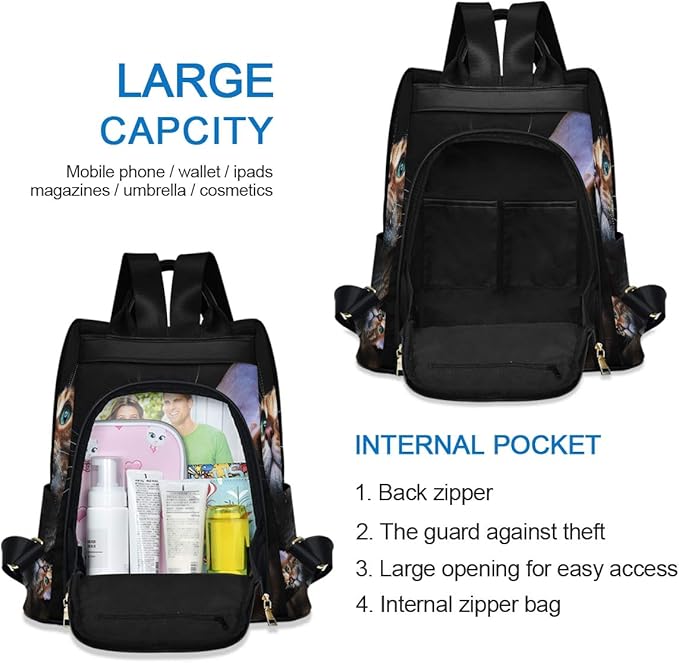 ALAZA Beautiful Bengalensis Cat Kitten Backpack Purse for Women Anti Theft Fashion Back Pack Shoulder Bag