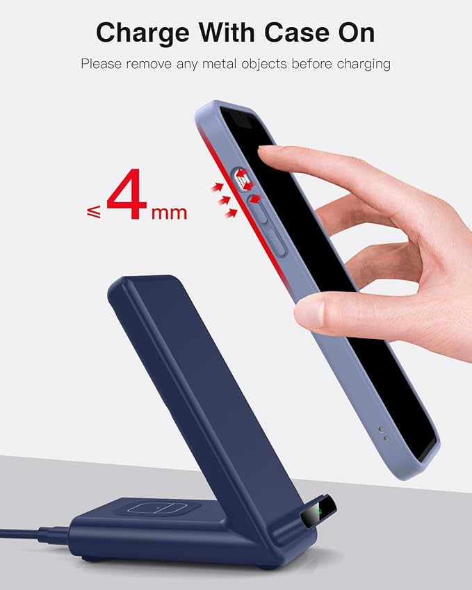 Wireless Charging Station,3 in 1 Charging Stand Made for Apple Watch Ultra 11 10 9 8 7 6 SE 5 4 3,Fast Wireless Charger Made for iPhone 17/Air/16/15/14/13/12/11,for AirPods Pro 3(with Adapter) (Blue)