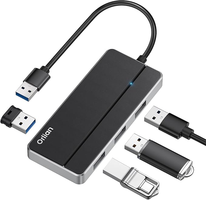 4 Port USB 3.0 Hub Ultra Slim 5Gbps High Speed USB Hub with LED Indicator 4 in 1 USB Splitter for PC Laptop Surface Chromebook PS4 Xbox [Charging NOT Supported]