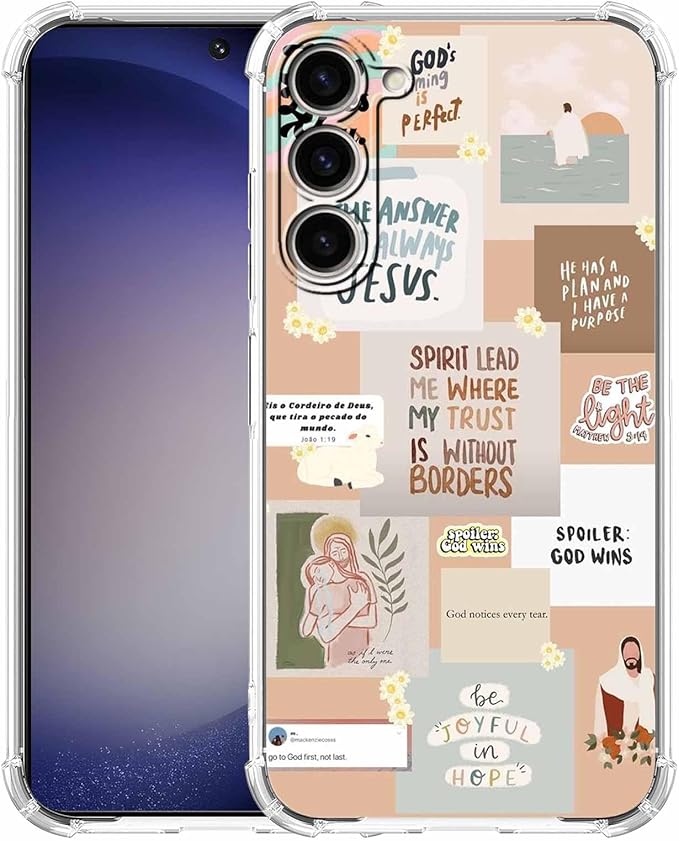 Case for Samsung Galaxy S23+ with Christian Quotes Design,Jesus God Bible Verse Pattern,Clear Soft TPU Bumper Phone Cover,6.6"(Christian,S23P)