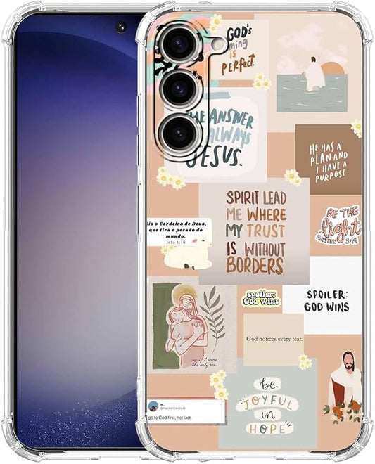 Case for Samsung Galaxy S23+ with Christian Quotes Design,Jesus God Bible Verse Pattern,Clear Soft TPU Bumper Phone Cover,6.6"(Christian,S23P)