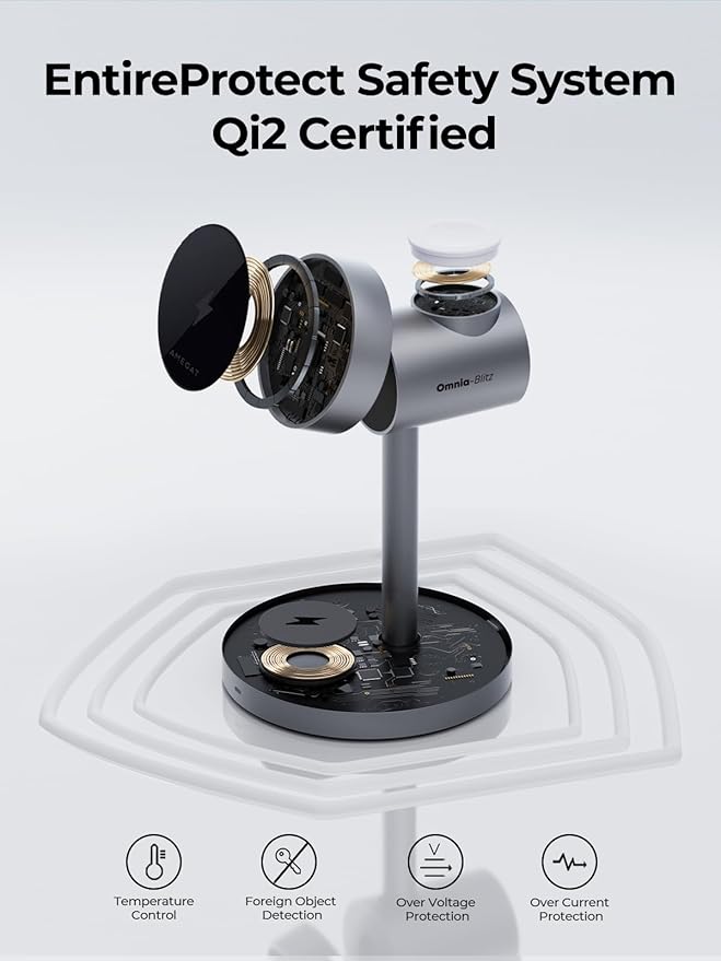 MagFusion 3-in-1 Charging Station Compatible with MagSafe, Qi2 Certified 15W Magnetic Wireless Charger Stand, for iPhone 17/16/15/14/13/12 Series, Apple Watch, AirPods(30W PD Charger Included)