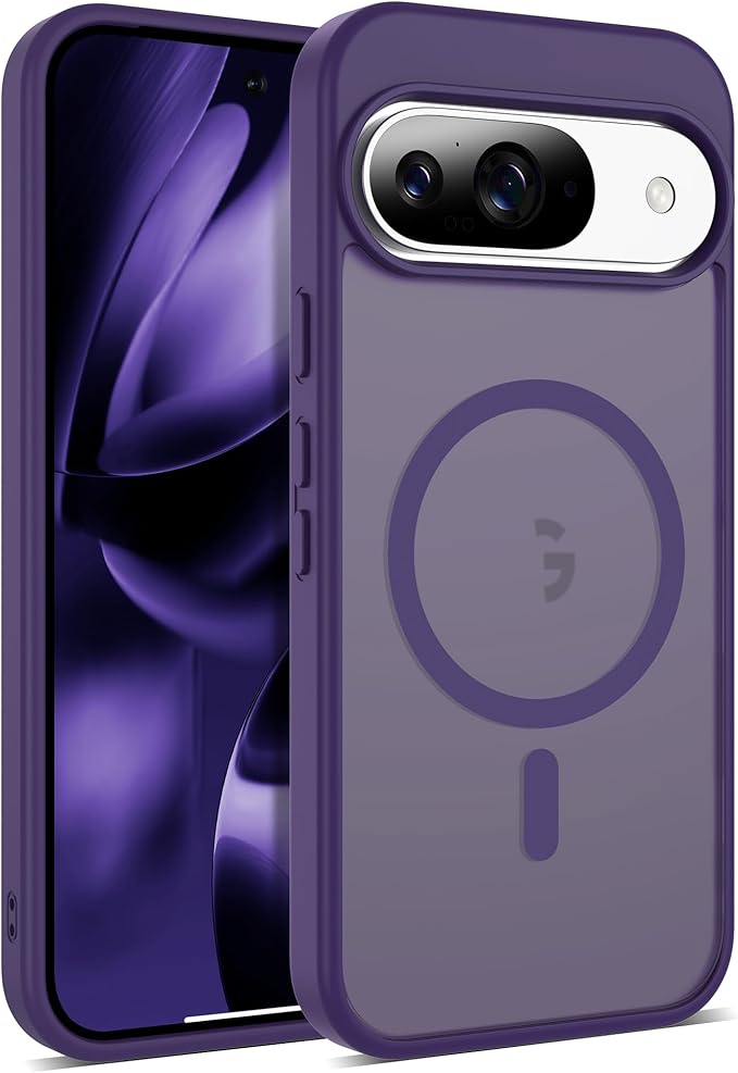 Compatible with Google Pixel 9 Case & Google Pixel 9 Pro Case with Magnetic [Compatible with Mag-Safe] Slim Translucent Matte Phone Cases with Anti-Fingerprint Tech, Purple