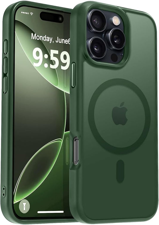 MOCCA Strong Magnetic for iPhone 16 Pro Max Phone Case, [Compatible with Magsafe][16FT Mil-Grade Drop Protection] Slim Translucent Matte Protective Cover Case for iPhone 16 Pro Max Case,Midnight Green