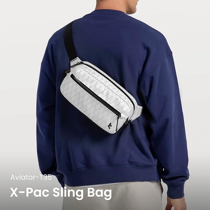 tomtoc 3.5L X-Pac Sling Bag with RFID Blocking, Crossbody Bag Minimalist Chest Shoulder Pack for Men/Women, Water-resistant Lightweight Casual Funny Pack for Travel/Daily Commute