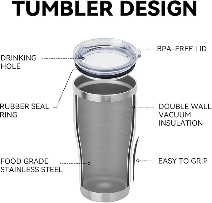 DOMICARE 20oz Tumbler with Lid Stainless Steel Tumblers Bulk, Double Wall Vacuum Insulated Coffee Travel Mug Powder Coated Tumbler, 8 Pack White