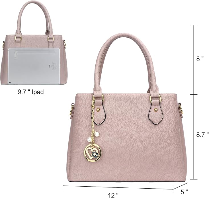 KKXIU Women Satchel Bags Handle Shoulder Handbags and Purses Pockets Zipper Leather Crossbody Bags