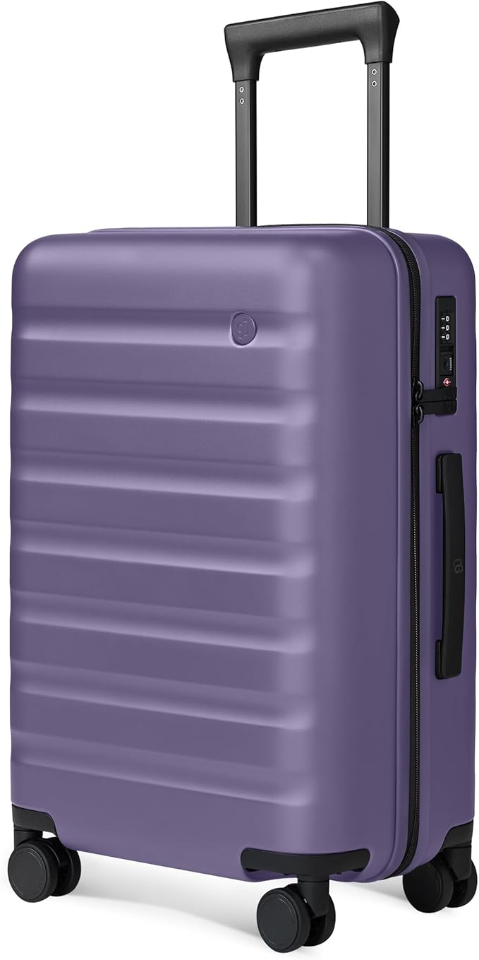 NINETYGO Carry On Luggage 22x14x9 Airline Approved, 20 Inch Luggage with Smooth Spinner Wheels, Lightweight, Hard Shell PC Suitcase Carry-On, Travel Luggage, TSA Approved (Purple, Rhine Basic2.0)