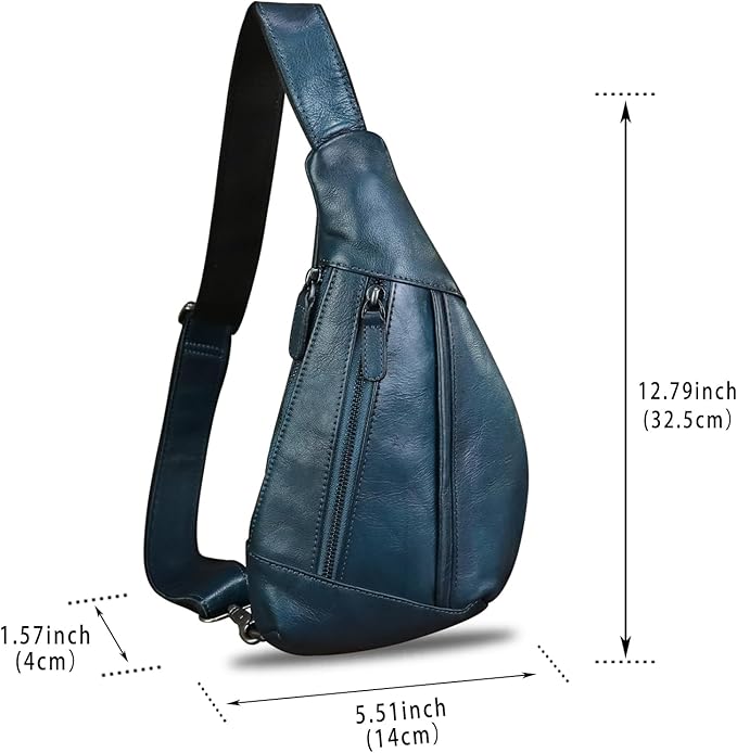 LRTO Genuine Leather Sling Bag for Men and Women Vintage Real Leather Crossbody Chest Bags Backpack Purse for Travel Hiking