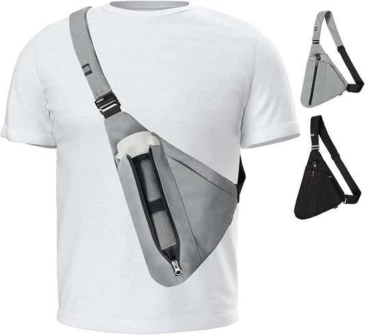 Sling Bag for Men,RFID Crossbody Hiking Backpack Chest Shoulder Tactical Bag with Water Bottle Bag for Travel