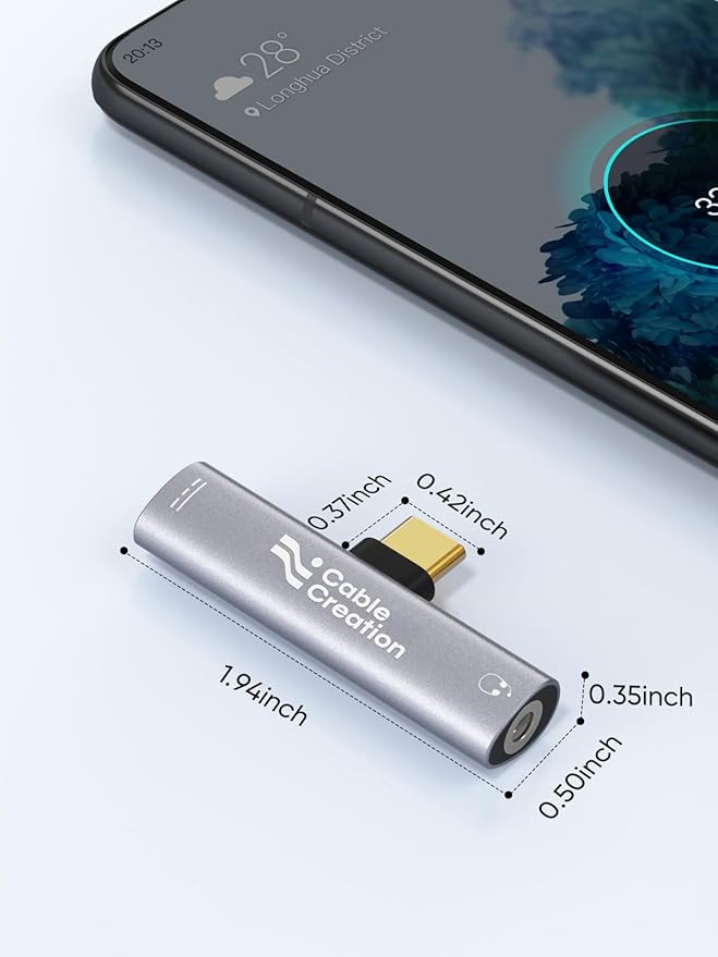 CableCreation USB C to 3.5mm Headphone and Charger Adapter, 2 in 1 Type-C to 3.5mm Audio Hi-Res with PD Fast Charge, USB C to Aux with Charging Dongle for iPhone 16 15 Pro Max, Galaxy 24+, Pixel, iPad
