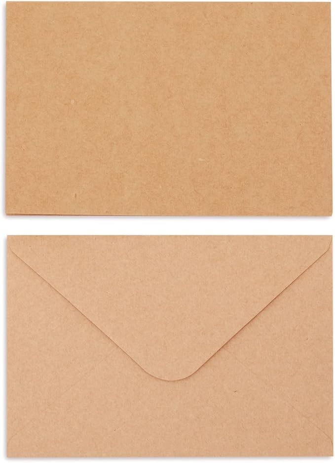 Wedding Card Set - 48 Count, 4 x 6 In Brown Kraft Cardstock - Blank Greeting Notes & Envelopes for DIY Invitations & Birthday Wishes