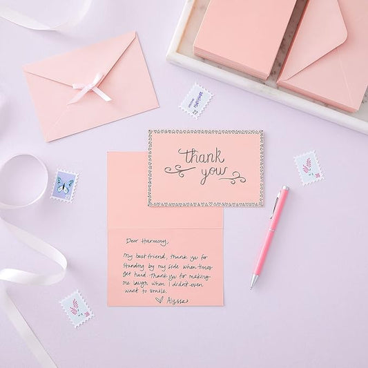 Sustainable Greetings 48 Pack 4x6 Blank Cards and Envelopes - DIY Printable Pink Cards with Envelopes for Birthday, Baby Shower, and Wedding Invitations