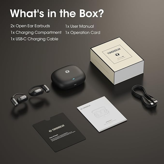 Open Ear Headphones, Bluetooth 5.4 Wireless Headphones with Earhook, Stereo Sound by Runway-Type Speaker, 3 EQ Modes, 48H Play, Lightweight, Comfort Wireless Earbuds for Running Sport Workout (Black)