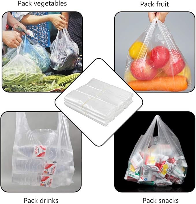 Begale 480 Count Plastic T-Shirt Shopping Bags, Reusable Carryout Bags