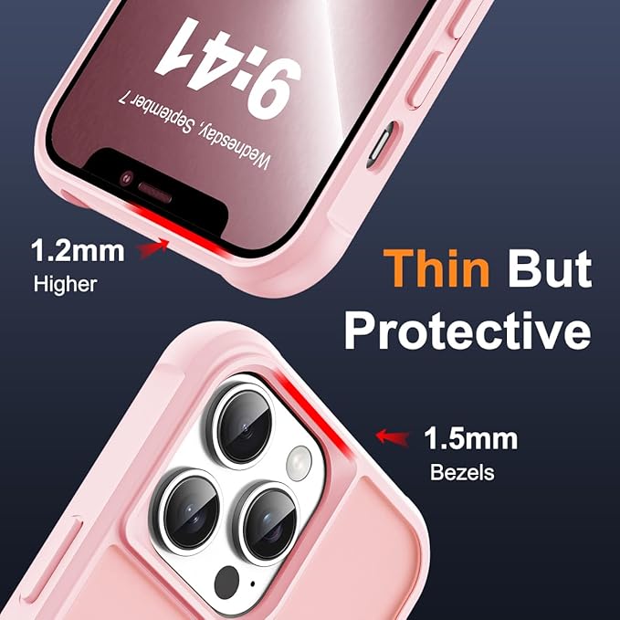 Compatible with iPhone 13 Pro Case with Invisible Magnetic O-Ring Stand Military-Grade Translucent Case for iPhone 13 Pro 6.1" [Compatible with Mag-Safe][Great Grip Feeling], Pink
