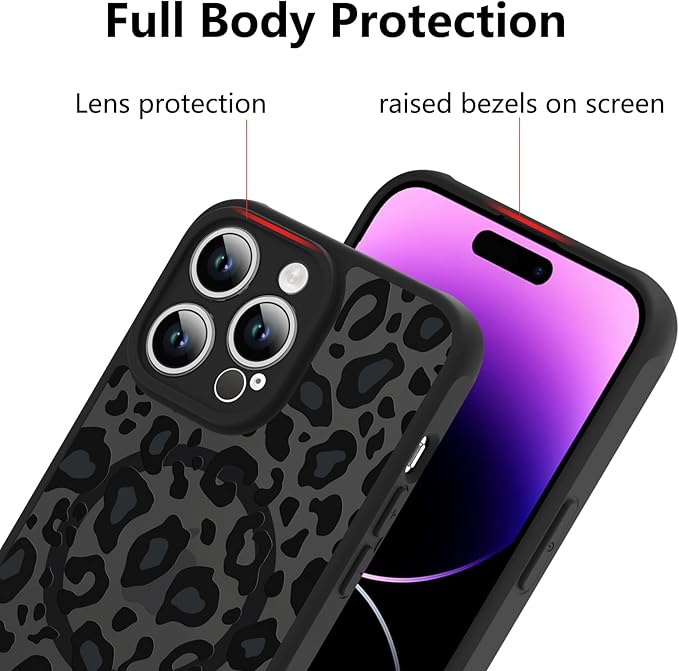 KANGHAR Case for iPhone 14 Pro Max Phone Case [Compatible with Magsafe] Leopard Printed Pattern Cute Cheetah Protective Magnetic Case for Girls Women Men 6.7"