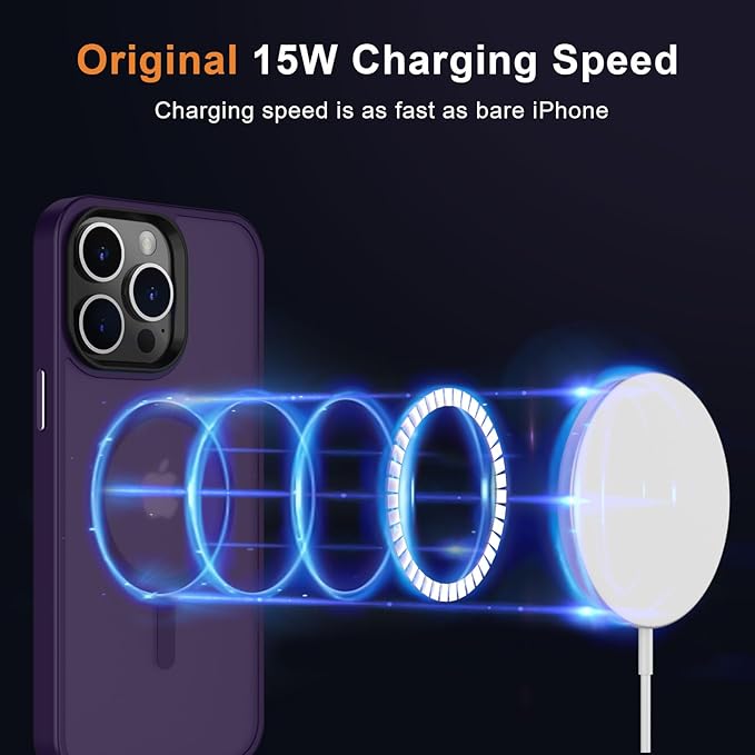 MOCCA Strong Magnetic for iPhone 12 Pro Max Case,[Compatible with Magsafe][Glass Screen Protector+Camera Lens Protector] Slim Thin Shockproof Cover Phone Case for iPhone 12 Pro Max 6.7", Deep Purple