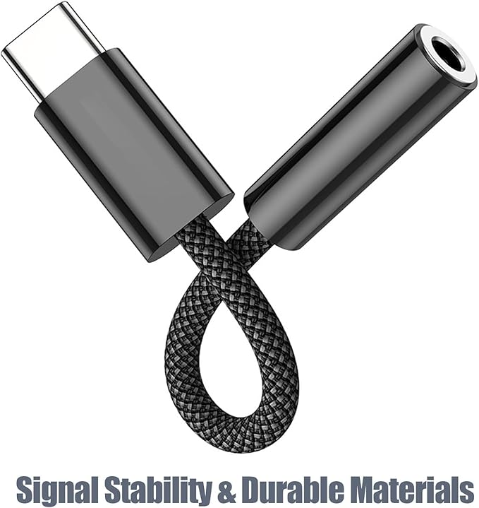 Fidioto 1Pack Black USB Type C to 3.5mm Female Headphone Jack Adapter, USB C to Aux Audio16-bit / 48 Khz Dongle Cable Cord Compatible with 16/16 Pro Max/16 Pro/16 Plus, iPad Pro,etc