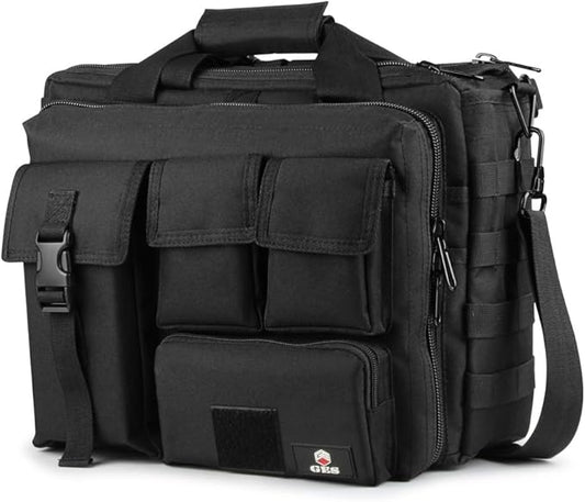 GES Tactical Briefcase, 17.3 Inch Men's Messenger Bag Military Briefcase for Men,Black