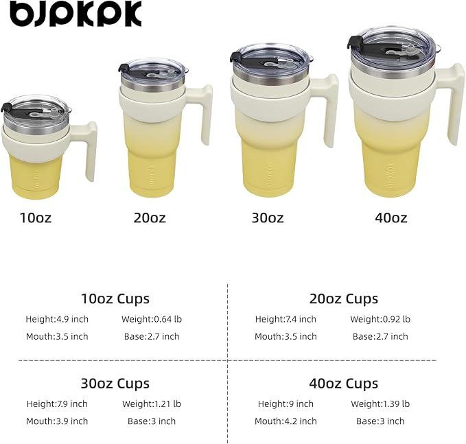 BJPKPK 30oz Tumbler With Handle Insulated Tumbler Cups With Lid And Straw Reusable Stainless Steel Double Wall Travel Mugs,Lemon